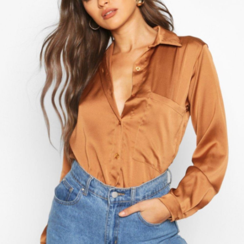 Satin oversized button down.